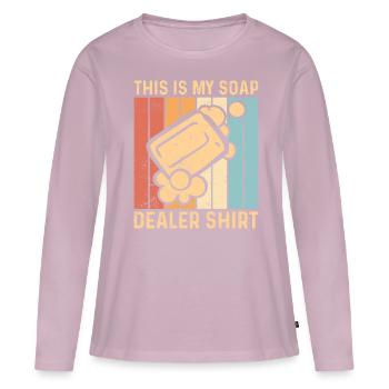 Fabricant de savon amusant - T-shirt manches longues Premium bio Femme - rose poudré - Devant - Julia (174cm)