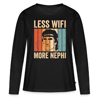 Drôle de missionnaire mormon SDJ - T-shirt manches longues Premium bio Femme - noir - Devant - Julia (174cm)