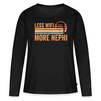 Drôle de missionnaire mormon SDJ - T-shirt manches longues Premium bio Femme - noir - Devant - Julia (174cm)