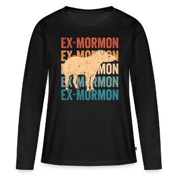 Ex Mormon Tapir Cheval LDS Rétro Exmo - T-shirt manches longues Premium bio Femme - noir - Devant - Julia (174cm)