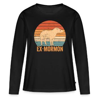 Ex Mormonen Tapir Pferd LDS Retro Exmo - Frauen Premium Bio Langarmshirt - Schwarz - Vorne - Julia (174cm)