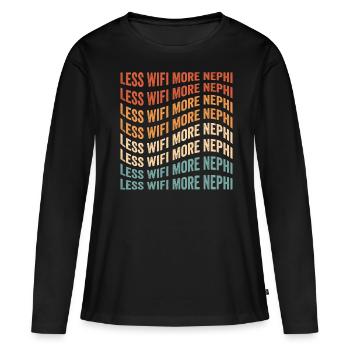 Drôle de missionnaire mormon SDJ - T-shirt manches longues Premium bio Femme - noir - Devant - Julia (174cm)