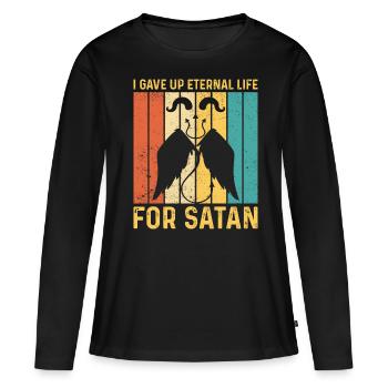 Drôle d’ex-mormon LDS Exmo - T-shirt manches longues Premium bio Femme - noir - Devant - Julia (174cm)