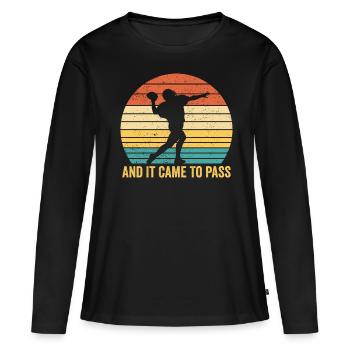 Drôle de missionnaire mormon LDS Soccer - T-shirt manches longues Premium bio Femme - noir - Devant - Julia (174cm)