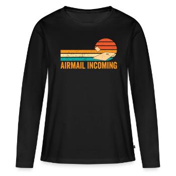 Drôle de trou de maïs Trou de maïs rétro - T-shirt manches longues Premium bio Femme - noir - Devant - Julia (174cm)