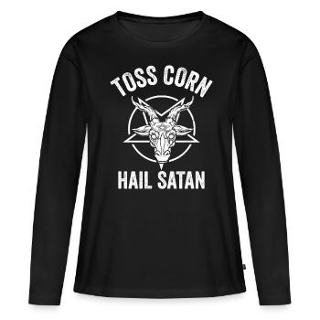 Drôle de trou de maïs Cornhole - T-shirt manches longues Premium bio Femme - noir - Devant - Julia (174cm)