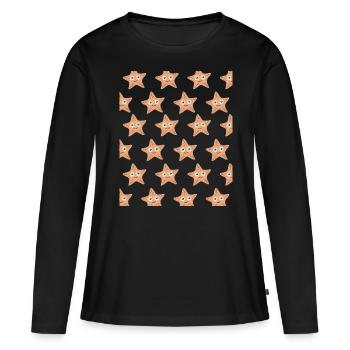 Étoile de mer Étoile de mer - T-shirt manches longues Premium bio Femme - noir - Devant - Julia (174cm)