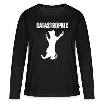 Chat catastrophique - T-shirt manches longues Premium bio Femme - noir - Devant - Julia (174cm)