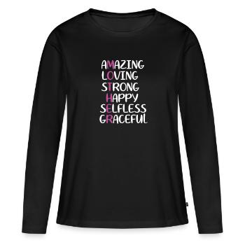 Meilleure maman drôle fête des mères femme maman - T-shirt manches longues Premium bio Femme - noir - Devant - Julia (174cm)