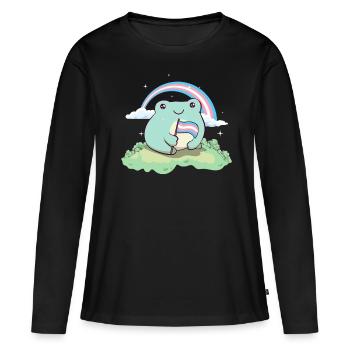 Fierté transgenre Grenouille drapeau trans LGBTQ subtile - T-shirt manches longues Premium bio Femme - noir - Devant - Julia (174cm)