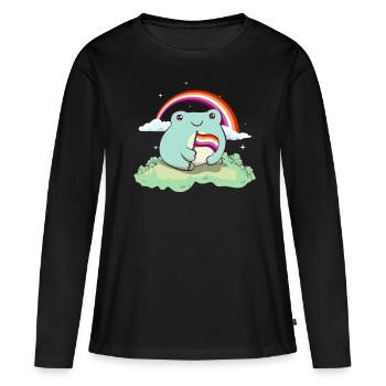 Lesbian Pride Flag Cute Frog Subtle LGBTQ - Women's Premium Organic Long Sleeve Shirt - black - Front - Julia (174cm)