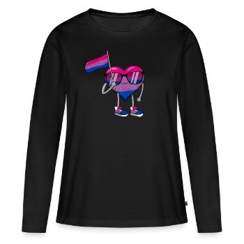 Bi Pride Bisexual Flag Heart Subtle LGBTQ - Women's Premium Organic Long Sleeve Shirt - black - Front - Julia (174cm)