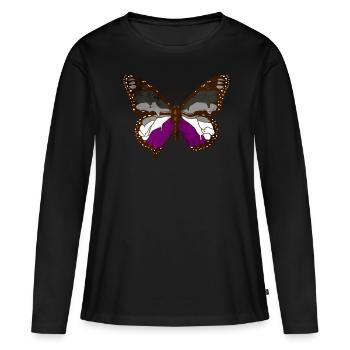 Asexual Pride Ace Flag Butterfly Subtil LG - T-shirt manches longues Premium bio Femme - noir - Devant - Julia (174cm)