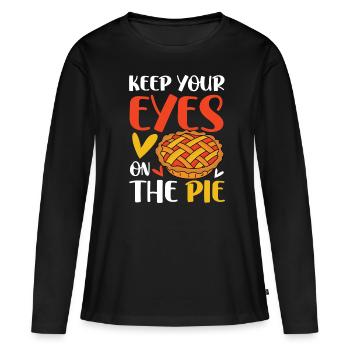 Keep Your Eyes On The Pie für einen Apple Pie - Frauen Premium Bio Langarmshirt - Schwarz - Vorne - Julia (174cm)