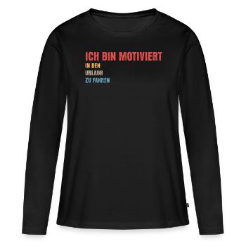 Arbeit Motivation Urlaub Sommerurlaub - Frauen Premium Bio Langarmshirt - Schwarz - Vorne - Julia (174cm)