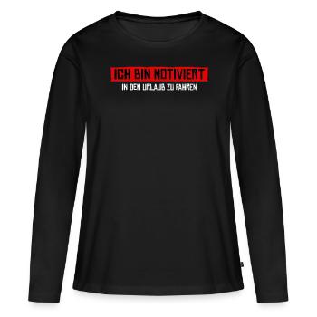 Urlaub Arbeit Sommerurlaub - Frauen Premium Bio Langarmshirt - Schwarz - Vorne - Julia (174cm)
