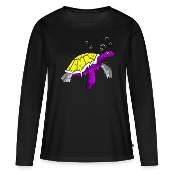 Nicht binär Stolz Flagge Meeresschildkröte Subtil - Frauen Premium Bio Langarmshirt - Schwarz - Vorne - Julia (174cm)