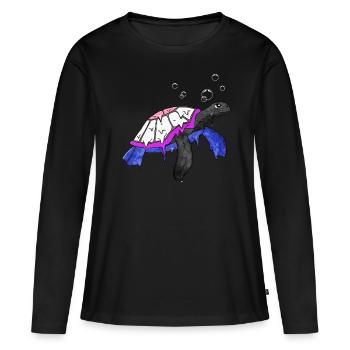 Gender Fluid Stolz Flagge Meeresschildkröte Subtil - Frauen Premium Bio Langarmshirt - Schwarz - Vorne - Julia (174cm)