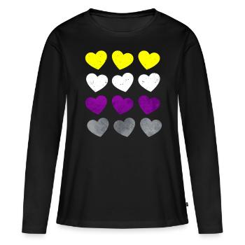Non Binary, Proud, Flag, Heart, Subtle, LGBTQ - Women's Premium Organic Long Sleeve Shirt - black - Front - Julia (174cm)