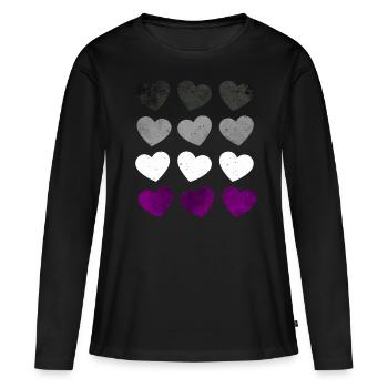 Asexual Pride Ass Flag Hearts Subtle LGBTQ - Women's Premium Organic Long Sleeve Shirt - black - Front - Julia (174cm)