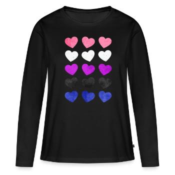 Gender Fluid Pride Flag Hearts Subtle LGBTQ - Women's Premium Organic Long Sleeve Shirt - black - Front - Julia (174cm)