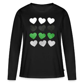 Demiromantic Pride Flag Hearts Subtil LGBTQ - T-shirt manches longues Premium bio Femme - noir - Devant - Julia (174cm)