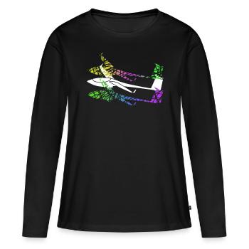 Planeur Planeur Planeur Planeur - T-shirt manches longues Premium bio Femme - noir - Devant - Julia (174cm)