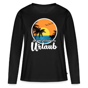 Urlaub Sommerurlaub Urlauber - Frauen Premium Bio Langarmshirt - Schwarz - Vorne - Julia (174cm)