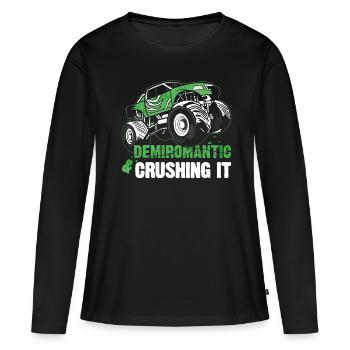 Demiromantic Pride Monster Truck - T-shirt manches longues Premium bio Femme - noir - Devant - Julia (174cm)
