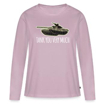 Tank Slogan Main Battle Tank Tanker - T-shirt manches longues Premium bio Femme - rose poudré - Devant - Julia (174cm)