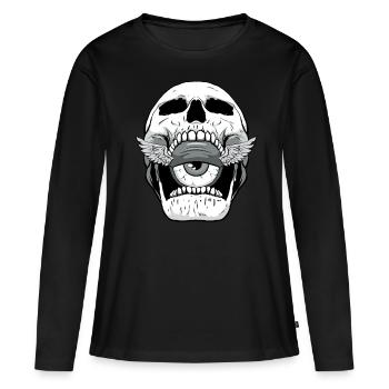 Jeu oculaire de crâne esthétique bizarre - T-shirt manches longues Premium bio Femme - noir - Devant - Julia (174cm)