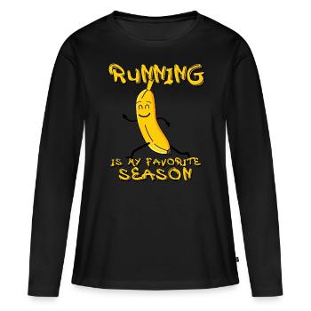 Course à pied Course à pied Banana Running - T-shirt manches longues Premium bio Femme - noir - Devant - Julia (174cm)