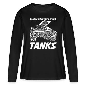Pacifistes de chars - T-shirt manches longues Premium bio Femme - noir - Devant - Julia (174cm)