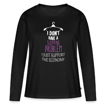 Shopping Dress Saying Shopping - Women's Premium Organic Long Sleeve Shirt - black - Front - Julia (174cm)
