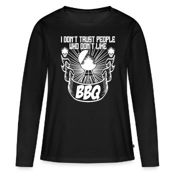 Grillades Bouilloire Grill Barbecue - T-shirt manches longues Premium bio Femme - noir - Devant - Julia (174cm)