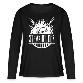 Steak grillé Grill Steaks grillés - T-shirt manches longues Premium bio Femme - noir - Devant - Julia (174cm)
