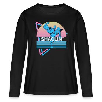 Kung Fu Rétro - T-shirt manches longues Premium bio Femme - noir - Devant - Julia (174cm)