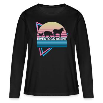 Rétro de l’élevage - T-shirt manches longues Premium bio Femme - noir - Devant - Julia (174cm)
