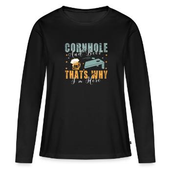 Drôle d’amoureux du joueur de Cornhole Game Lovers - T-shirt manches longues Premium bio Femme - noir - Devant - Julia (174cm)