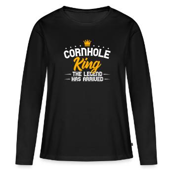 Drôle d’amoureux du joueur de Cornhole Game Lovers - T-shirt manches longues Premium bio Femme - noir - Devant - Julia (174cm)