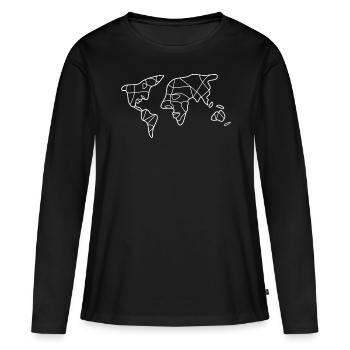 Carte du monde Cartes du monde Visages - T-shirt manches longues Premium bio Femme - noir - Devant - Julia (174cm)