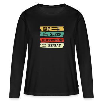 Schmied Metallstampfer Stahlarbeiter Schmiede - Frauen Premium Bio Langarmshirt - Schwarz - Vorne - Julia (174cm)