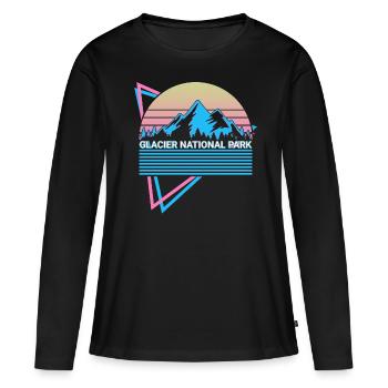 Parc national Glacier Rétro - T-shirt manches longues Premium bio Femme - noir - Devant - Julia (174cm)