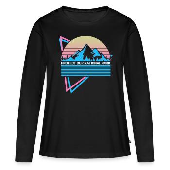Parc national Rétro - T-shirt manches longues Premium bio Femme - noir - Devant - Julia (174cm)