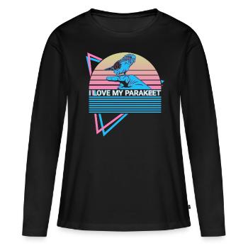 Perruche Perruche Rétro - T-shirt manches longues Premium bio Femme - noir - Devant - Julia (174cm)