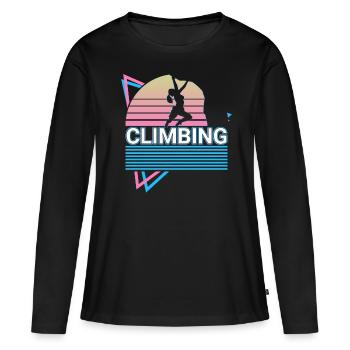 Felsklettern Felskletterer Retro - Frauen Premium Bio Langarmshirt - Schwarz - Vorne - Julia (174cm)
