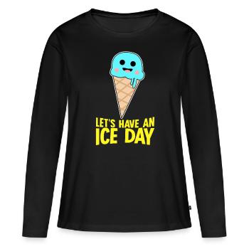 Ice Cream Nice Day - Frauen Premium Bio Langarmshirt - Schwarz - Vorne - Julia (174cm)