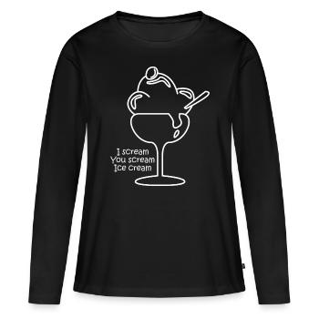 Eis Eiscreme Eisbecher - Frauen Premium Bio Langarmshirt - Schwarz - Vorne - Julia (174cm)