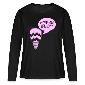 Eis Eisbecher Eiscreme - Frauen Premium Bio Langarmshirt - Schwarz - Vorne - Julia (174cm)