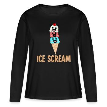 Eiscreme Eis Eisbecher - Frauen Premium Bio Langarmshirt - Schwarz - Vorne - Julia (174cm)